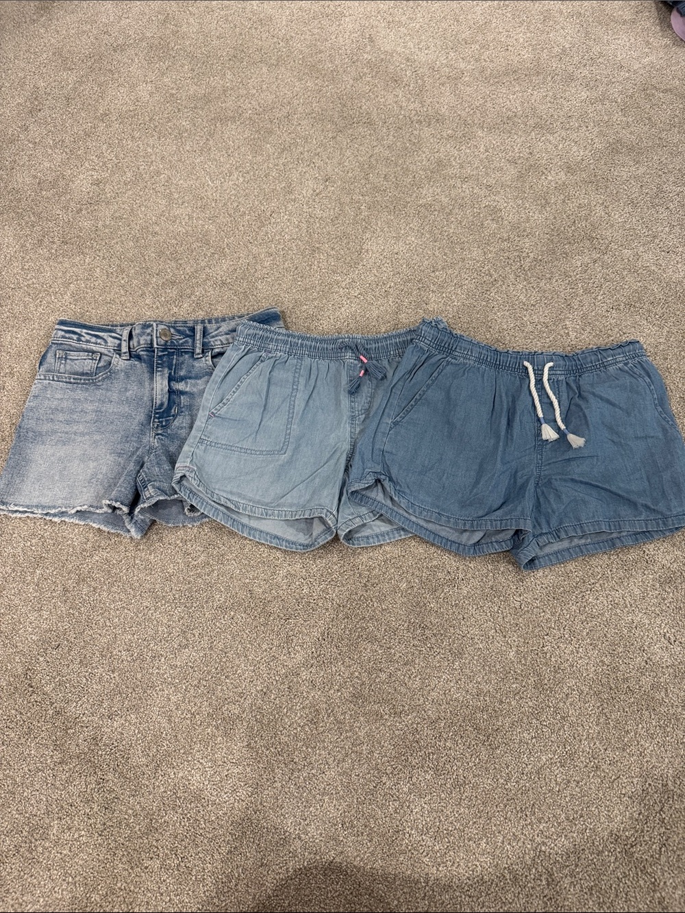 GAP Girls Light Blue Denim & Chambray Shorts Trio